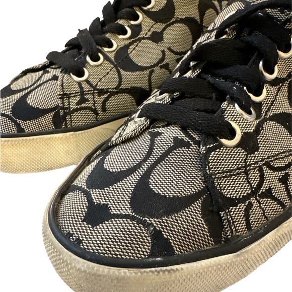 COACH Gray / Black Monogram Canvas Sneakers - Picture 4 of 7